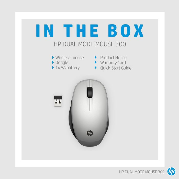 HP Dual Mode Mouse - Souris sans fil Bluetooth et 2.4 GHz - Double connectivité pour basculer entre deux appareils - Ergonomique et sécurisée AES