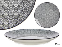 VESSIA Plat à dessert Onda Japonesa Negro-Blanco 20cm