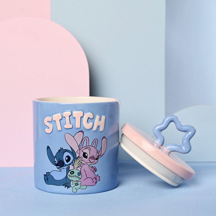WIDDOP & CO Bocal de rangement Stitch Disney bleu et rose