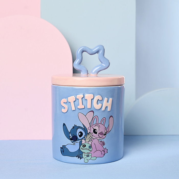 WIDDOP & CO Bocal de rangement Stitch Disney bleu et rose