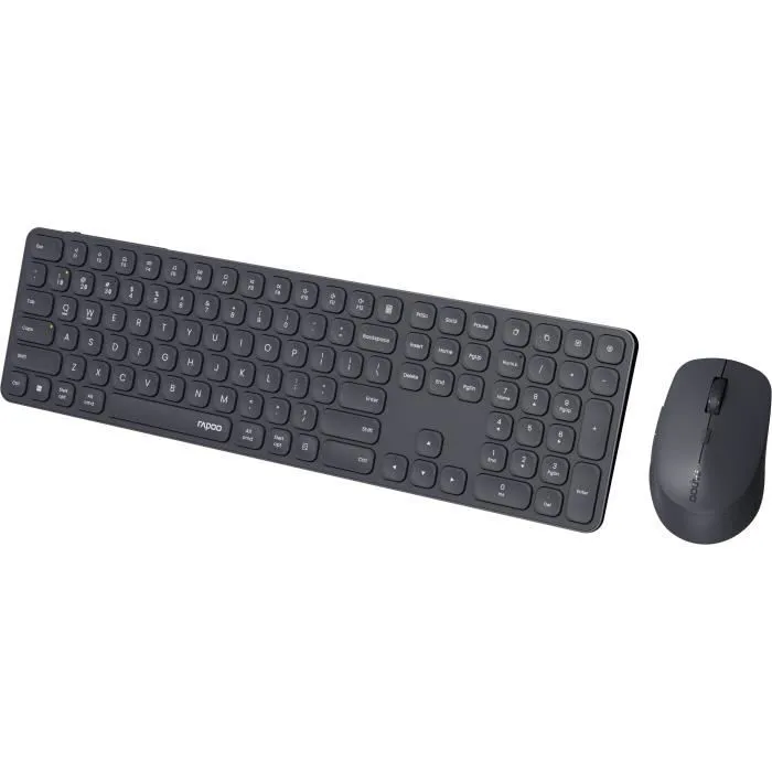 Rapoo 9810M - Ensemble Clavier et Souris Sans Fil Multimode Bluetooth/USB 2.4 GHz - Taille Standard - Gris Foncé Rapoo 9810M - Ensemble Clavier et Souris Sans Fil Multimode Bluetooth/USB 2.4 GHz - Taille Standard - Gris Foncé