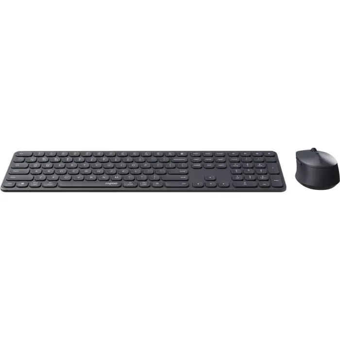 Rapoo 9810M - Ensemble Clavier et Souris Sans Fil Multimode Bluetooth/USB 2.4 GHz - Taille Standard - Gris Foncé Rapoo 9810M - Ensemble Clavier et Souris Sans Fil Multimode Bluetooth/USB 2.4 GHz - Taille Standard - Gris Foncé