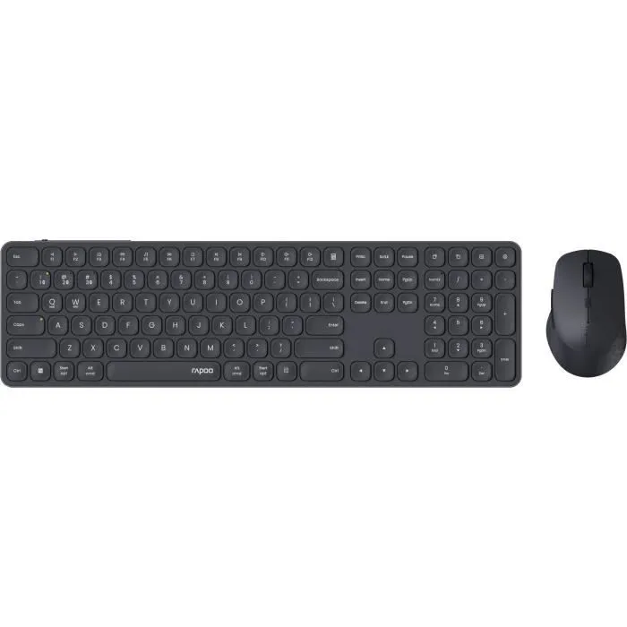 Rapoo 9810M - Ensemble Clavier et Souris Sans Fil Multimode Bluetooth/USB 2.4 GHz - Taille Standard - Gris Foncé