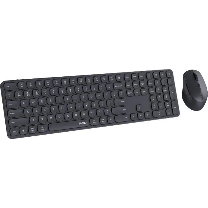 Rapoo 9810M - Ensemble Clavier et Souris Sans Fil Multimode Bluetooth/USB 2.4 GHz - Taille Standard - Gris Foncé Rapoo 9810M - Ensemble Clavier et Souris Sans Fil Multimode Bluetooth/USB 2.4 GHz - Taille Standard - Gris Foncé