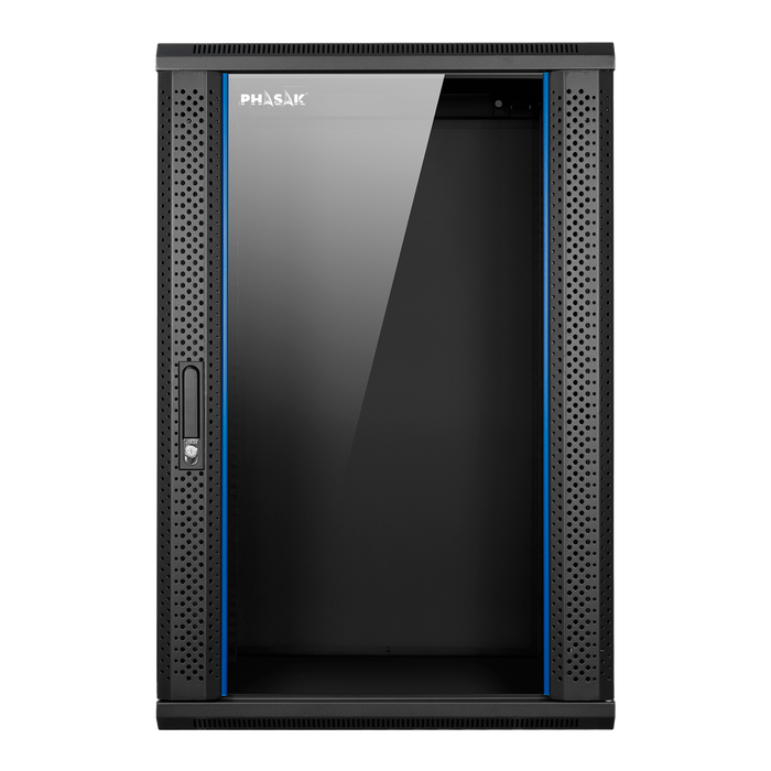 Phasak Armario Rack Mural 19 Pouces 18U 600x450mm pour Équipements Réseau - Acier SPCC Noir RAL 9004 Phasak Armario Rack Mural 19 Pouces 18U 600x450mm pour Équipements Réseau - Acier SPCC Noir RAL 9004