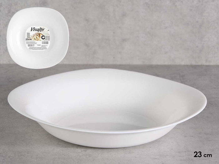 Vivalto Assiette Creuse Carrée Opal 23 cm Blanc Verre (Set de 24) Vivalto Assiette Creuse Carrée Opal 23 cm Blanc Verre (Set de 24)