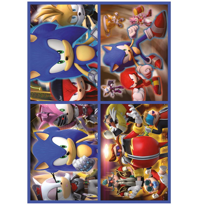 Educa Puzzle Multi 4 Licencié Sonic Neon 19631 - 4 Puzzles Progressifs 50, 80, 100 et 150 Pièces Fluorescents - À Partir de 8 Ans