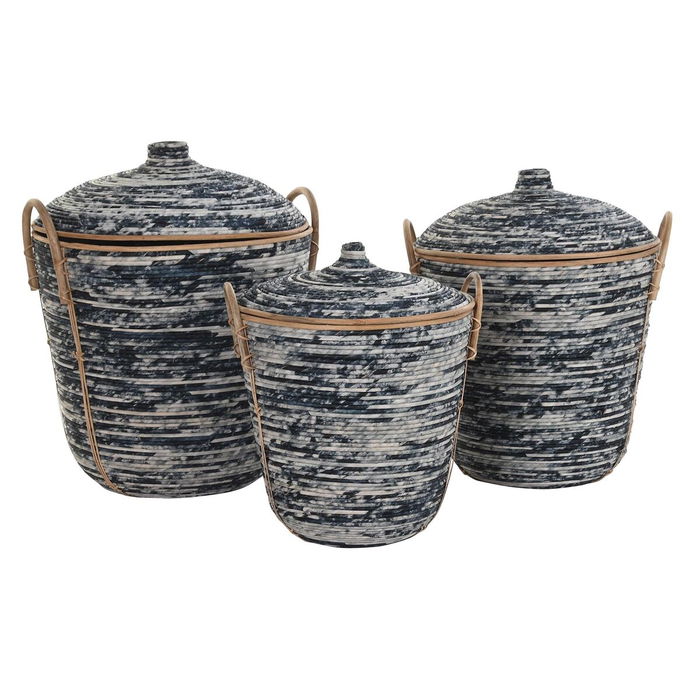 Set de basket DKD Home Decor Blanc Noir Naturel Set de basket DKD Home Decor Blanc Noir Naturel