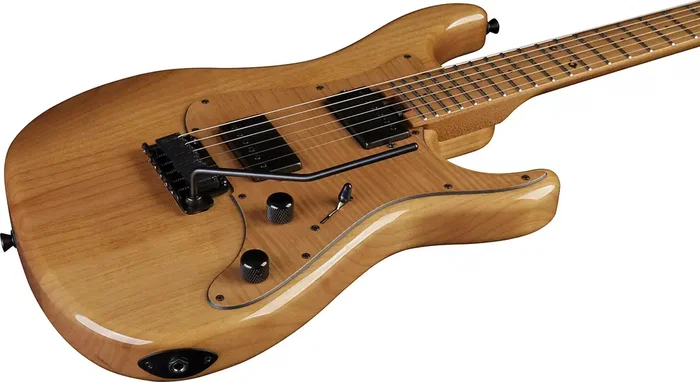 EKO Guitare Électrique Fire 601 Lignum Natural - Corps en Alisier, Manche en Érable Torréfié, 2 Humbuckers, Tremolo EKO Steel HRC57