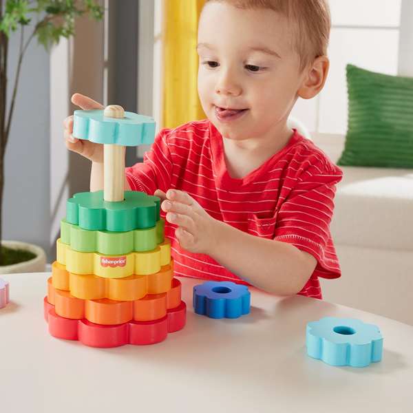Fisher-Price - Jouet d'éveil pyramide en bois avec 10 anneaux empilables - Jouet pour bébé à partir de 6 mois Fisher-Price - Jouet d'éveil pyramide en bois avec 10 anneaux empilables - Jouet pour bébé à partir de 6 mois