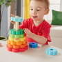 Fisher-Price - Jouet d'éveil pyramide en bois avec 10 anneaux empilables - Jouet pour bébé à partir de 6 mois