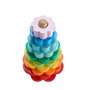 Fisher-Price - Jouet d'éveil pyramide en bois avec 10 anneaux empilables - Jouet pour bébé à partir de 6 mois
