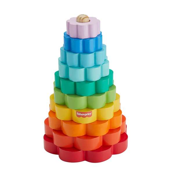 Fisher-Price - Jouet d'éveil pyramide en bois avec 10 anneaux empilables - Jouet pour bébé à partir de 6 mois Fisher-Price - Jouet d'éveil pyramide en bois avec 10 anneaux empilables - Jouet pour bébé à partir de 6 mois