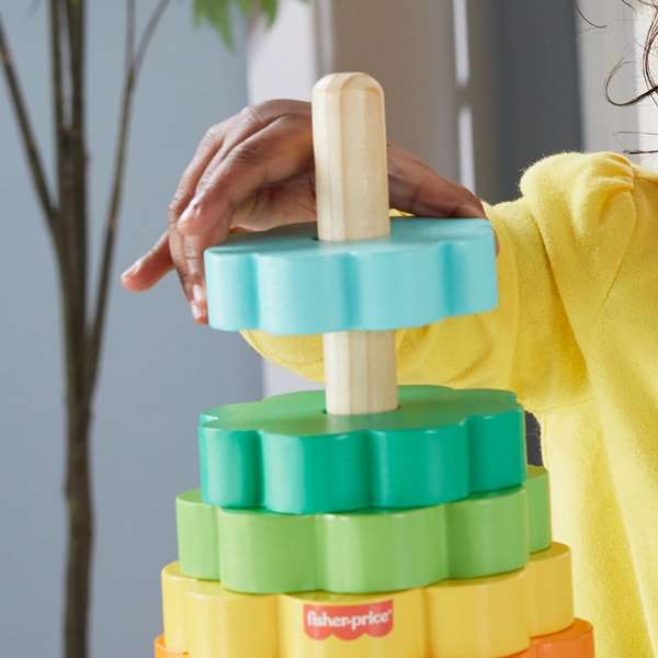 Fisher-Price - Jouet d'éveil pyramide en bois avec 10 anneaux empilables - Jouet pour bébé à partir de 6 mois Fisher-Price - Jouet d'éveil pyramide en bois avec 10 anneaux empilables - Jouet pour bébé à partir de 6 mois