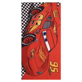 Cerdá - Toalla de microfibra Cars - Serviette de bain imprimée enfants - 70 x 140 cm - Motifs voitures Disney - À partir de 6 ans - Rouge