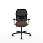 Chaise Alfera Synchrone/Traslack Maille/tissu Marron foncé Maille Noir Base en nylon noir Accoudoirs noirs et blancs Sans appui-tête Roulettes 65mm pour moquette