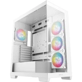 Deepcool CG580 4F - Boitier PC moyen tour blanc E-ATX avec 4 ventilateurs ARGB 120mm, panneaux verre trempé et ports USB Type-C