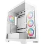 Deepcool CG580 4F - Boitier PC moyen tour blanc E-ATX avec 4 ventilateurs ARGB 120mm, panneaux verre trempé et ports USB Type-C