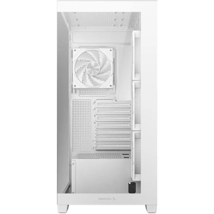 Deepcool CG580 4F - Boitier PC moyen tour blanc E-ATX avec 4 ventilateurs ARGB 120mm, panneaux verre trempé et ports USB Type-C