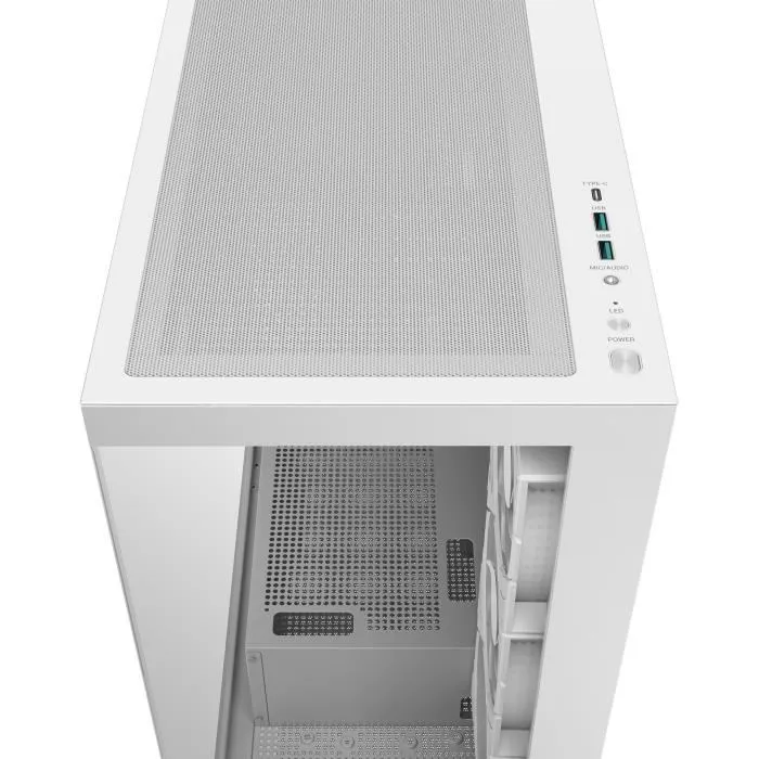 Deepcool CG580 4F - Boitier PC moyen tour blanc E-ATX avec 4 ventilateurs ARGB 120mm, panneaux verre trempé et ports USB Type-C