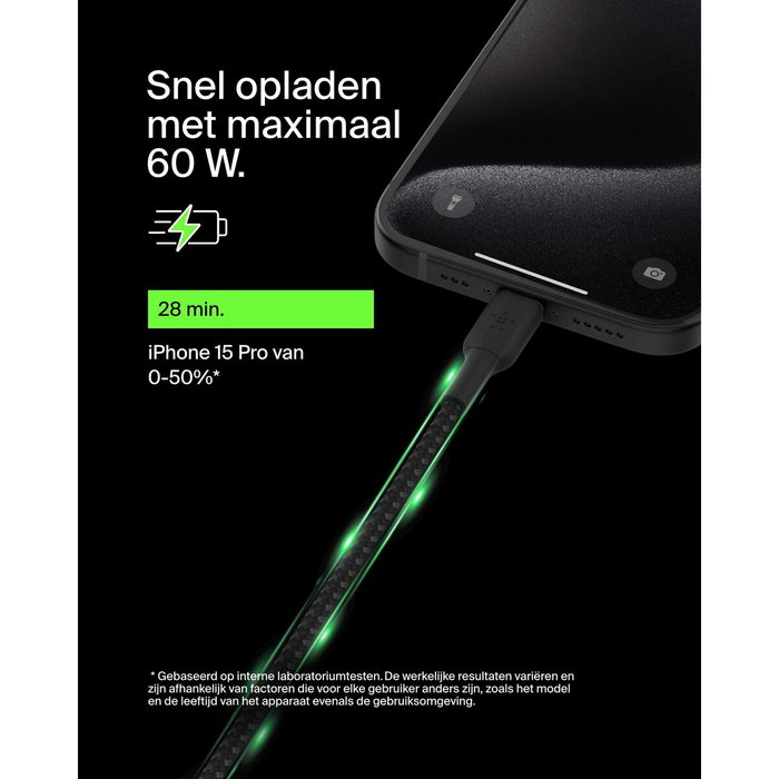 Belkin Câble USB-C vers USB-C tressé 0,15 m Noir