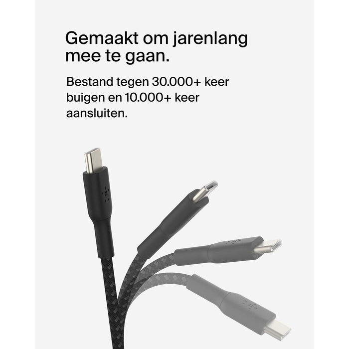 Belkin Câble USB-C vers USB-C tressé 0,15 m Noir