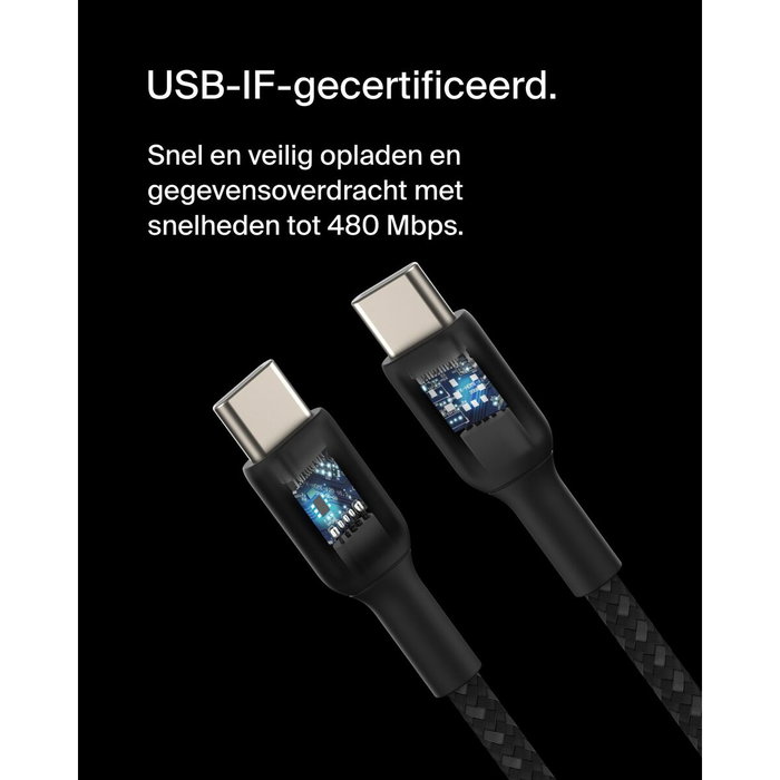 Belkin Câble USB-C vers USB-C tressé 0,15 m Noir