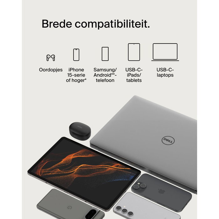 Belkin Câble USB-C vers USB-C tressé 0,15 m Noir