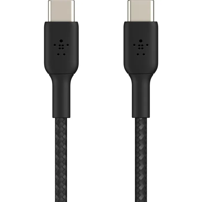 Belkin Câble USB-C vers USB-C Tressé 0.15 m Noir - Pour charge rapide et synchronisation