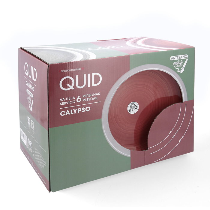 Assiettes Quid Calypso Rouge Céramique 18 Pièces
