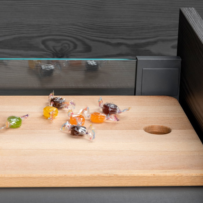 Emuca tiroir Extérieur Vertex 40kg côtés en verre 93mm de haut, 450mm de profondeur, Acier & Aluminium et Verre, Gris Anthracite