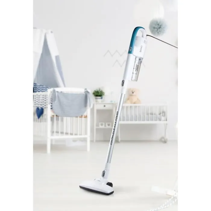 DOMO DO237SV Aspirateur Balai Filaire 450W - 2 en 1 Balai et Main - Réservoir 0.45L, Filtres Amovibles, Brosse et Fixation Murale Incluses