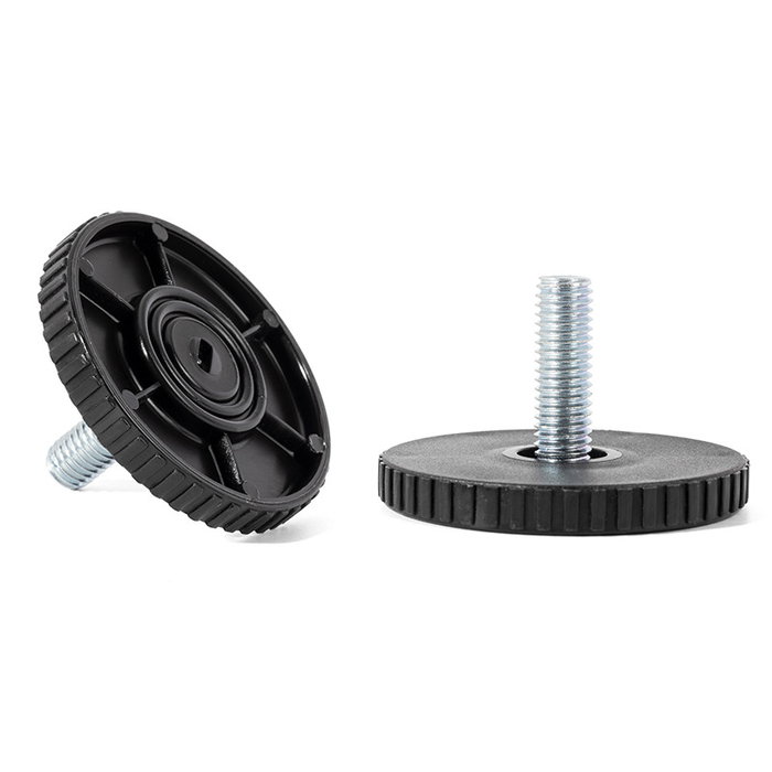 ALK System RIDO Pie Nivelador avec référence Ø50 M8x24 en acier et plastique, finition noir et gris pour meuble