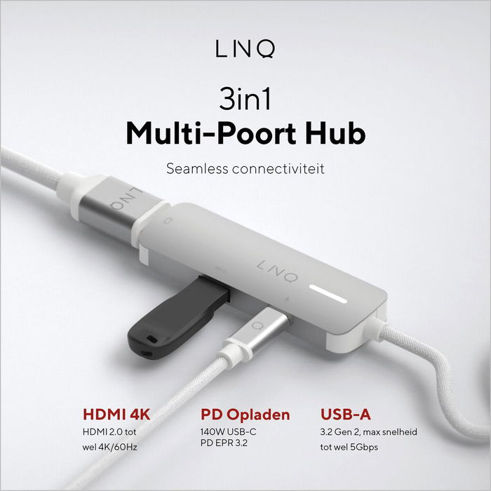 Hub USB Linq Byelements LQ49031 Blanc Gris