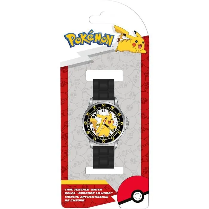 Montre analogique Pokemon Kids Licensing POK9048 pour apprendre à lire l'heure avec mouvement japonais et bracelet silicone personnage