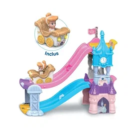 VTech - Tut Tut Bolides Disney Princesses - Château-Toboggan Enchanté avec Carrosse de Mariage de Cendrillon