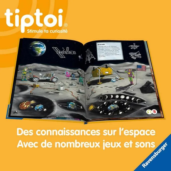Ravensburger - Tiptoi - Livre interactif L'espace et les astronautes - Jeux, musiques et découvertes - Pour enfants de 6 ans et plus Ravensburger - Tiptoi - Livre interactif L'espace et les astronautes - Jeux, musiques et découvertes - Pour enfants de 6 ans et plus