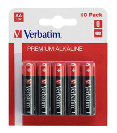 Verbatim - Lot de 10 piles alcalines AA 1.5V pour périphériques électroniques