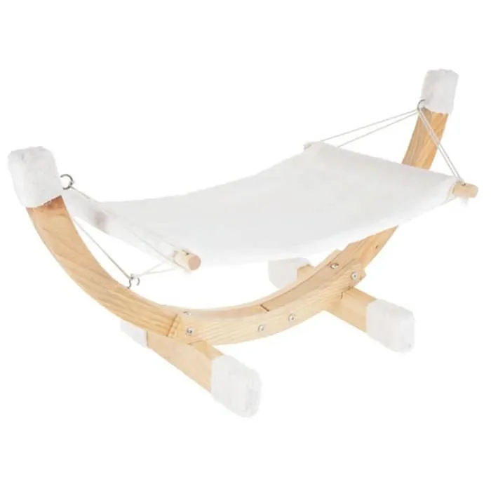 Kerbl 82591 Hamac pour chat Siesta, Blanc - Chassis en bois, Dimensions 73 x 36 x 34 cm
