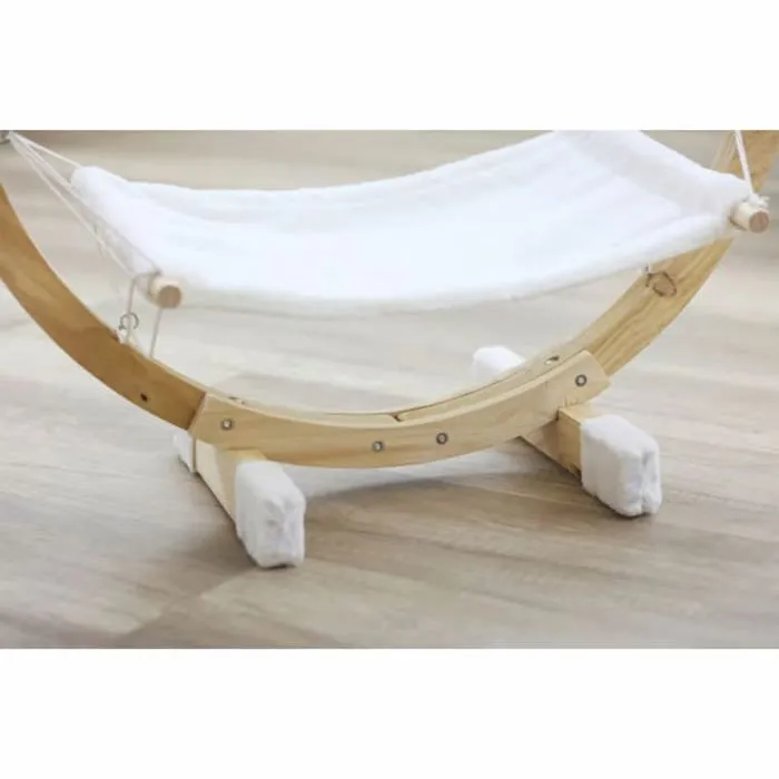 Kerbl 82591 Hamac pour chat Siesta, Blanc - Chassis en bois, Dimensions 73 x 36 x 34 cm