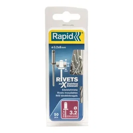 Rapid Rivets inoxydables 3,2x8mm - Lot de 50 rivets en acier inoxydable ISO304 pour fixation permanente et robuste