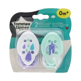 Tommee Tippee Broche sujeta chupete Clip C/ Cinta +0 M 2 un - Attache-sucette avec ruban pour bébé dès la naissance - Lot de 2