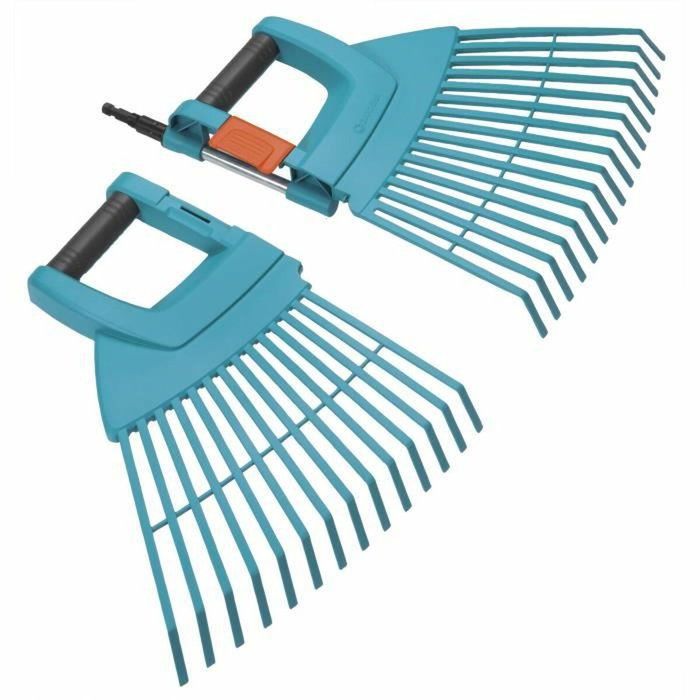Gardena Balai à gazon 2 en 1 XXL Combisystem - Plastique renforcé, tube aluminium, 77 cm, 32 dents - Compatible manches Combisystem