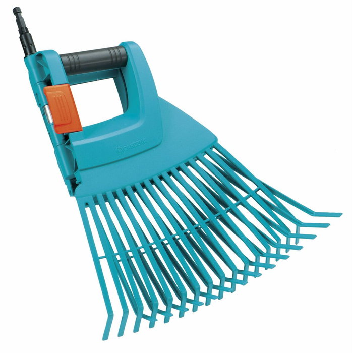 Gardena Balai à gazon 2 en 1 XXL Combisystem - Plastique renforcé, tube aluminium, 77 cm, 32 dents - Compatible manches Combisystem
