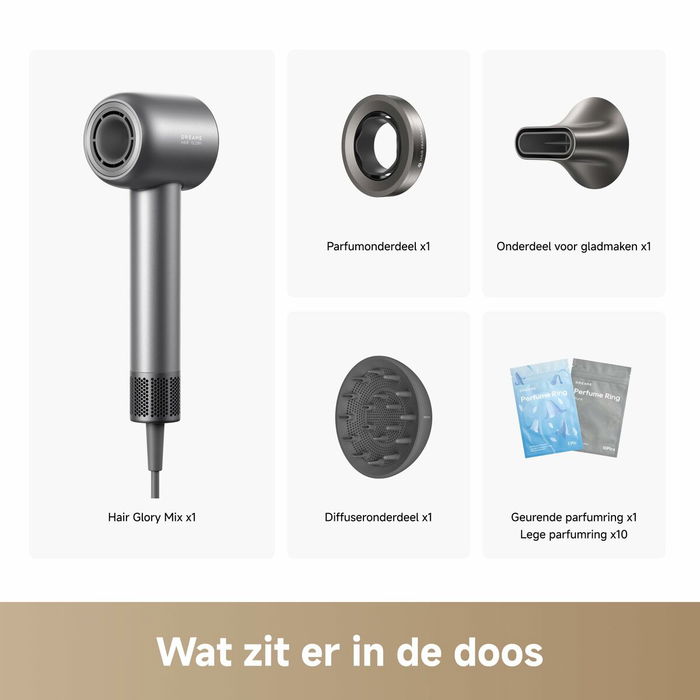 Sèche-cheveux Dreame Glory Mix 1600 W Noir, Ionique, Protection Surchauffe