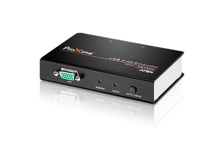 Aten CE700A Extension KVM USB sur câble Cat 5e avec VGA, résolution 1920x1200 et portée jusqu'à 150 mètres - Double console