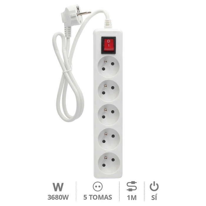 GSC Evolution Multiprise 5 prises Blanche avec Interrupteur 1m GSC Evolution Multiprise 5 prises Blanche avec Interrupteur 1m