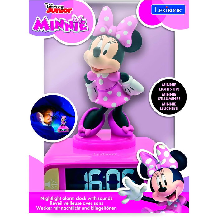 Lexibook - Réveil lumineux Disney Minnie avec veilleuse tactile, 6 mélodies, volume ajustable et fonction snooze - Modèle RL800MN