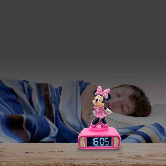 Lexibook - Réveil lumineux Disney Minnie avec veilleuse tactile, 6 mélodies, volume ajustable et fonction snooze - Modèle RL800MN