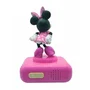 Lexibook Réveil Digital Minnie 3D avec Veilleuse Lumineuse et Effets Sonores - Rose et Noir - Ecran LCD, 6 Sonneries, Fonction Snooze - Piles AA Non Incluses
